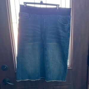 Blue Denim Skirt with Black Waistband